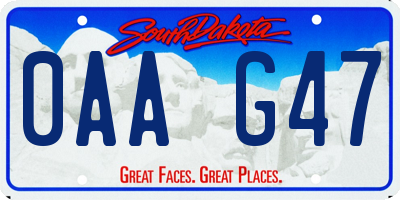 SD license plate 0AAG47