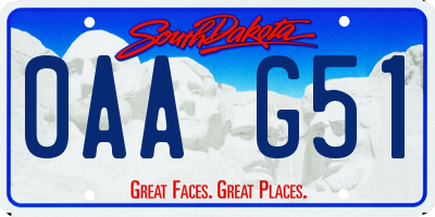 SD license plate 0AAG51