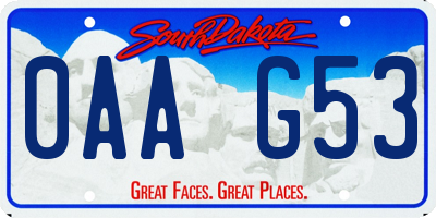 SD license plate 0AAG53