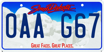 SD license plate 0AAG67