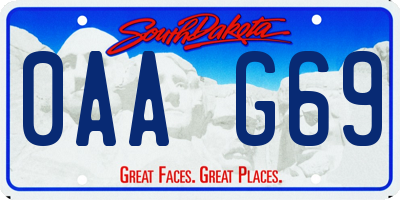 SD license plate 0AAG69