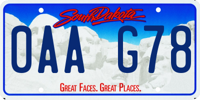 SD license plate 0AAG78