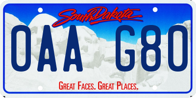 SD license plate 0AAG80