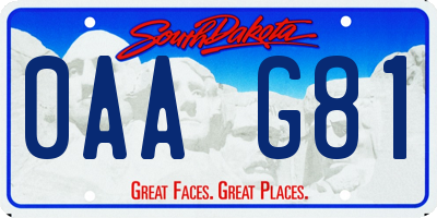 SD license plate 0AAG81