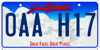 SD license plate 0AAH17