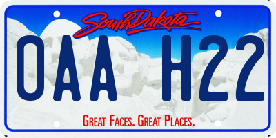 SD license plate 0AAH22