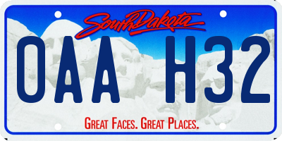 SD license plate 0AAH32