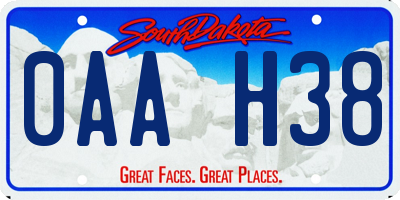 SD license plate 0AAH38