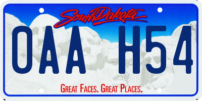 SD license plate 0AAH54