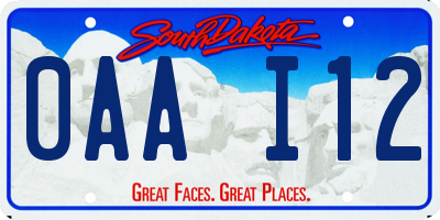 SD license plate 0AAI12