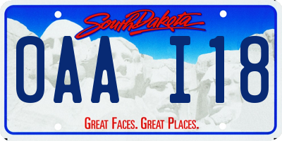 SD license plate 0AAI18