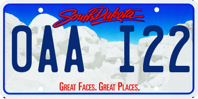 SD license plate 0AAI22