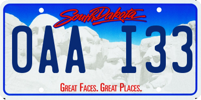 SD license plate 0AAI33