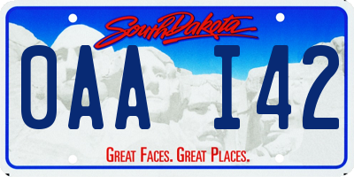 SD license plate 0AAI42