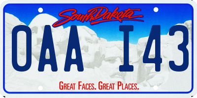 SD license plate 0AAI43