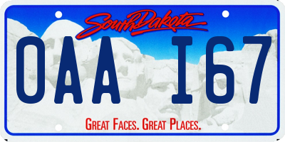 SD license plate 0AAI67