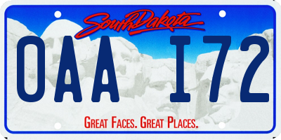 SD license plate 0AAI72