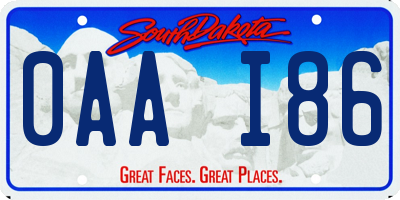 SD license plate 0AAI86