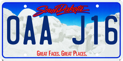 SD license plate 0AAJ16