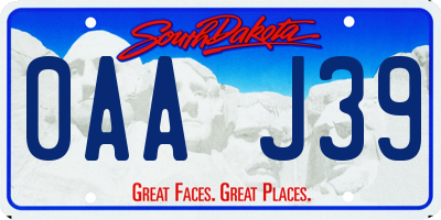 SD license plate 0AAJ39