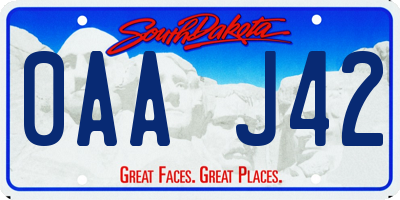 SD license plate 0AAJ42