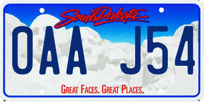 SD license plate 0AAJ54