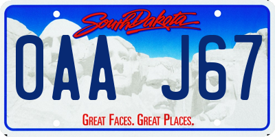 SD license plate 0AAJ67