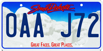 SD license plate 0AAJ72