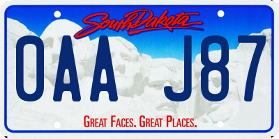 SD license plate 0AAJ87