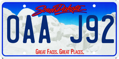 SD license plate 0AAJ92