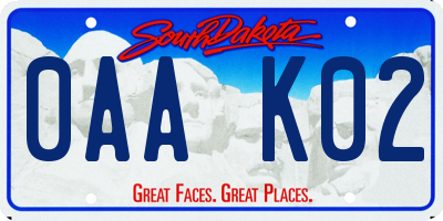 SD license plate 0AAK02