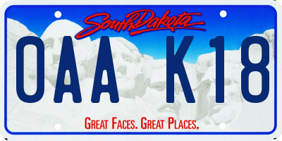 SD license plate 0AAK18