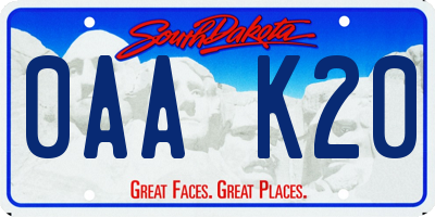 SD license plate 0AAK20