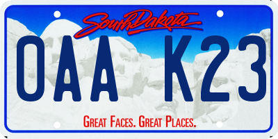 SD license plate 0AAK23