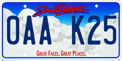 SD license plate 0AAK25