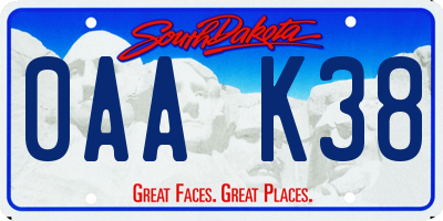 SD license plate 0AAK38