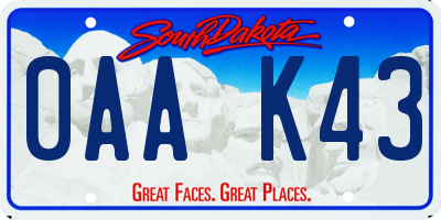 SD license plate 0AAK43