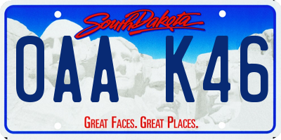SD license plate 0AAK46