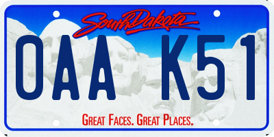 SD license plate 0AAK51