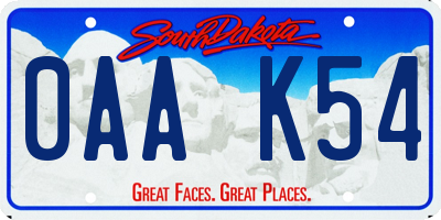 SD license plate 0AAK54