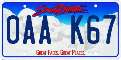 SD license plate 0AAK67