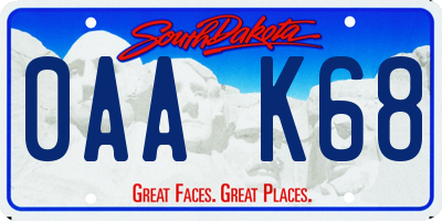 SD license plate 0AAK68