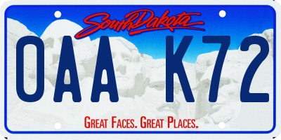 SD license plate 0AAK72
