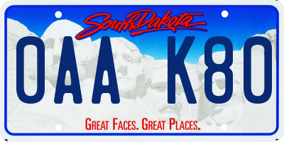 SD license plate 0AAK80