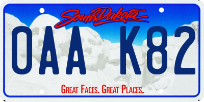 SD license plate 0AAK82