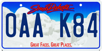 SD license plate 0AAK84