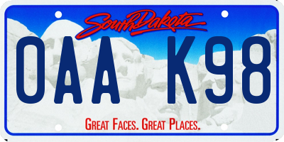 SD license plate 0AAK98