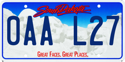 SD license plate 0AAL27