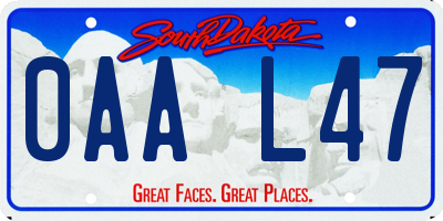 SD license plate 0AAL47