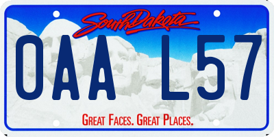 SD license plate 0AAL57